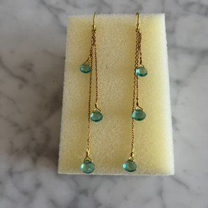 Gold-tone chandelier earrings with aquamarine crystals